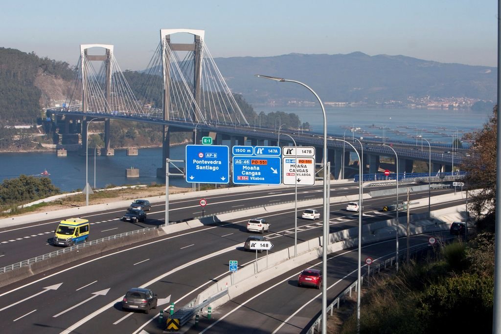 La autopista Ap-9, que en plena pandemia veía aumentar sus peajes, a su paso por el puente de Rande.