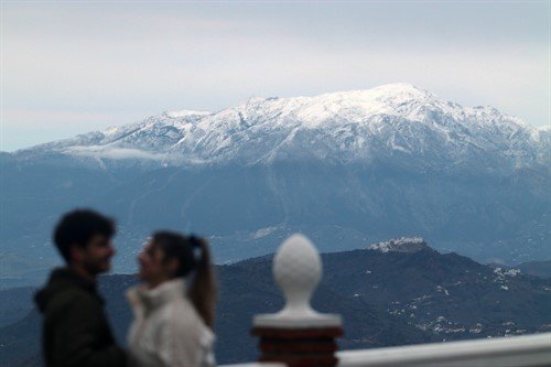 Vista de la sierra de las Nieves desde los Montes de Málaga, tras la nieve caída por la borrasca Filomena. En Málaga