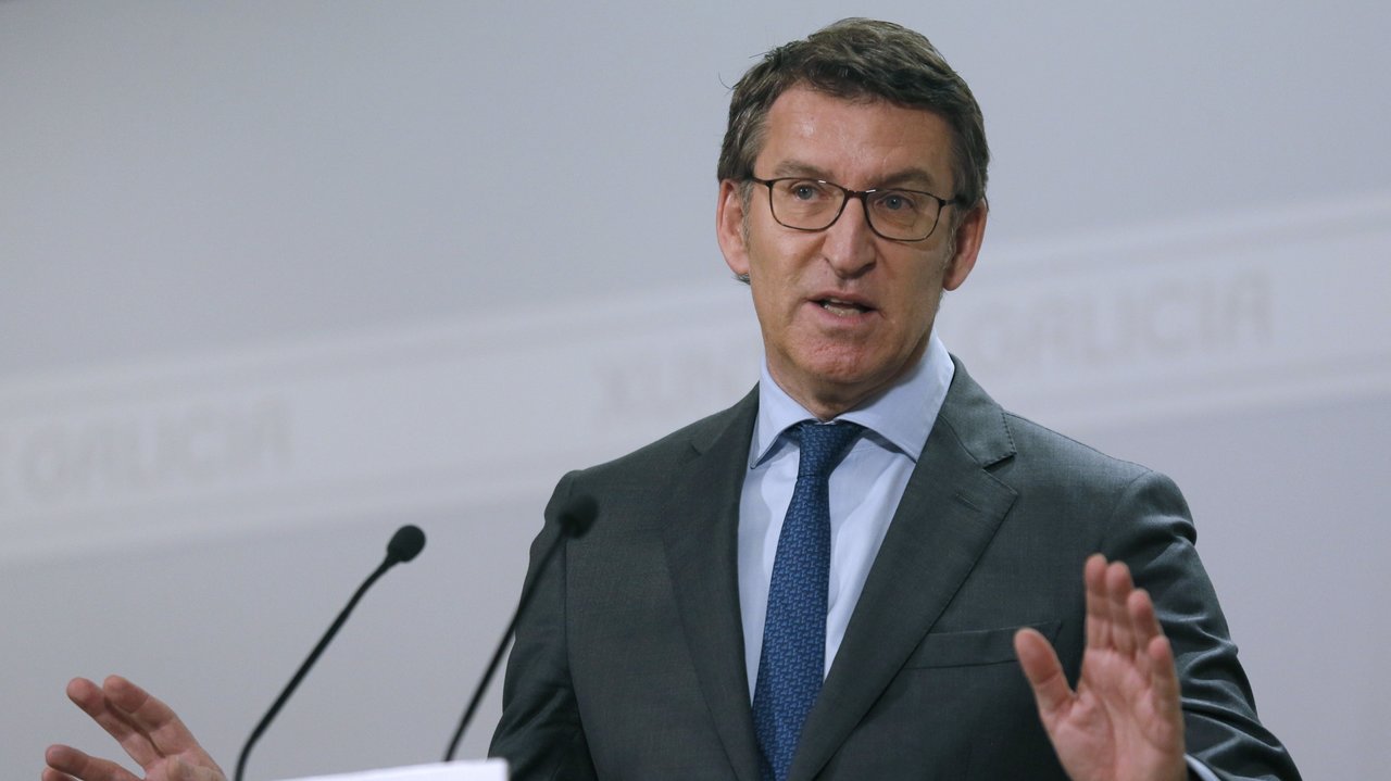 El presidente gallego, Alberto Núñez Feijóo, ayer en rueda de prensa.