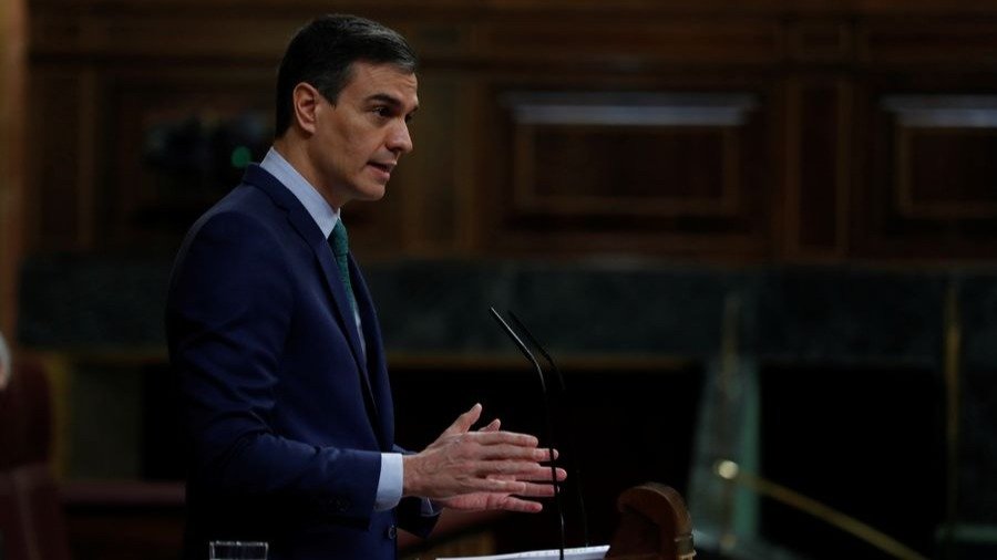 El presidente del Gobierno, Pedro Sánchez, interviene en la sesión de control en el Congreso.