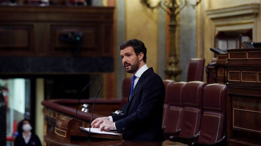 undefinedEl líder del PP, Pablo Casado, durante una sesión de control parlamentario al Gobierno.