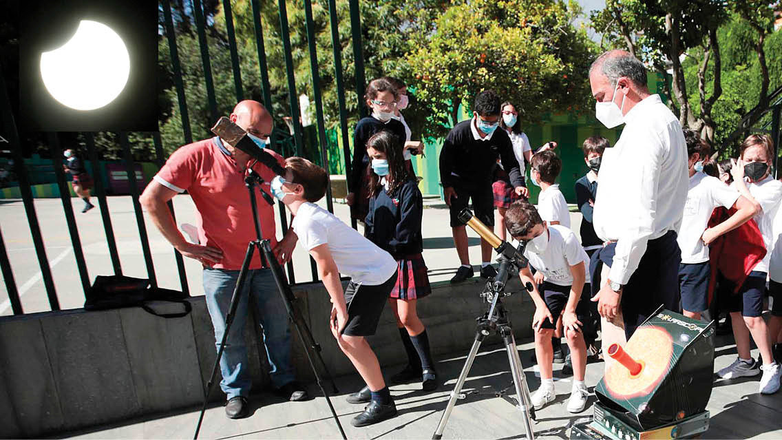 Los alumnos del Labor fueron testigos del eclipse con los astrónomos de la Fundación Ceo, Ciencia e Cultura.