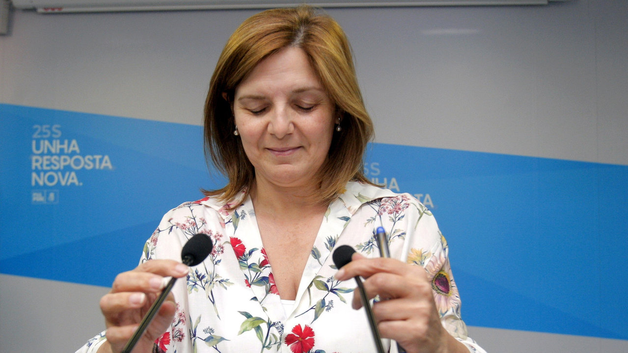 Pilar Cancela, en un acto en la sede del PSdeG.