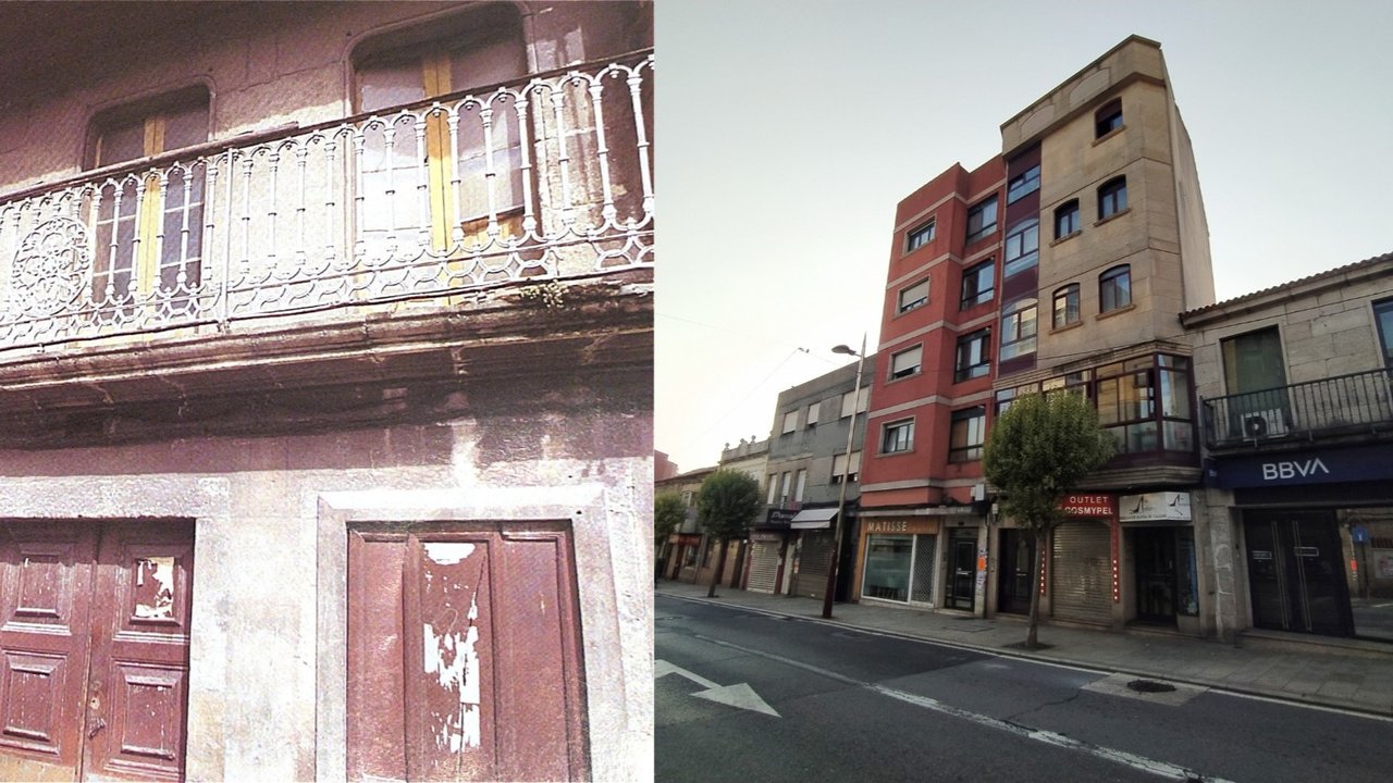 El Ayuntamiento de Teis a principios de los 2000 (izquierda) y en la actualidad (derecha)