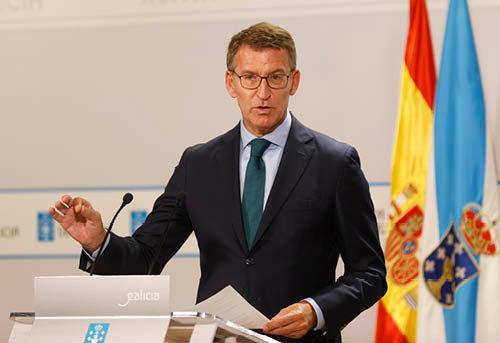 Núñez Feijóo, en una comparecencia pública ante los medios tras un Consello de la Xunta.