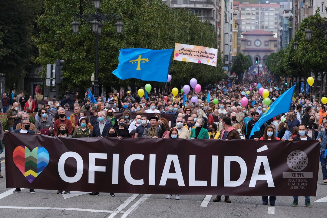 Manifestación por la oficilialidad del bable, el pasado octubre en Oviedo.