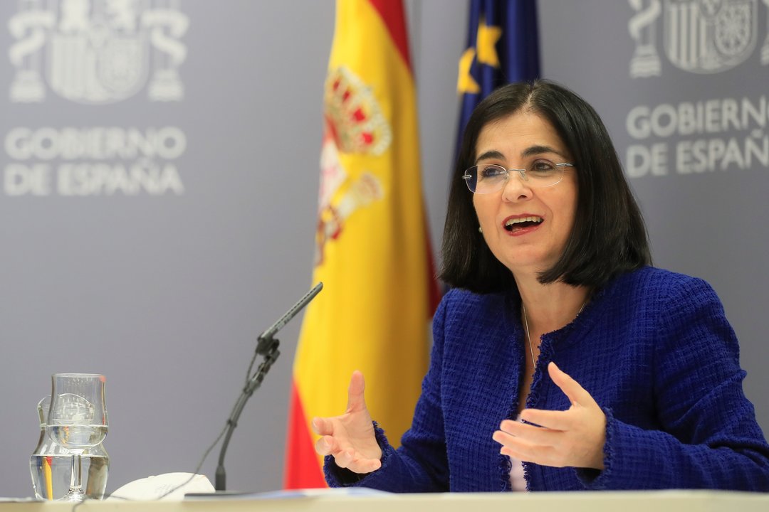 La ministra de Sanidad, Carolina Darias, en la rueda de prensa del Consejo de Salud ayer en Madrid.