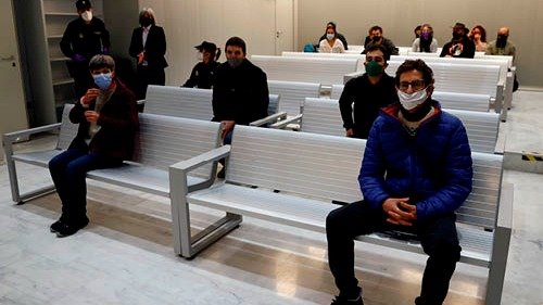 Los cuatro terroristas, en el banquillo de la Audiencia Nacional, durante la vista oral.