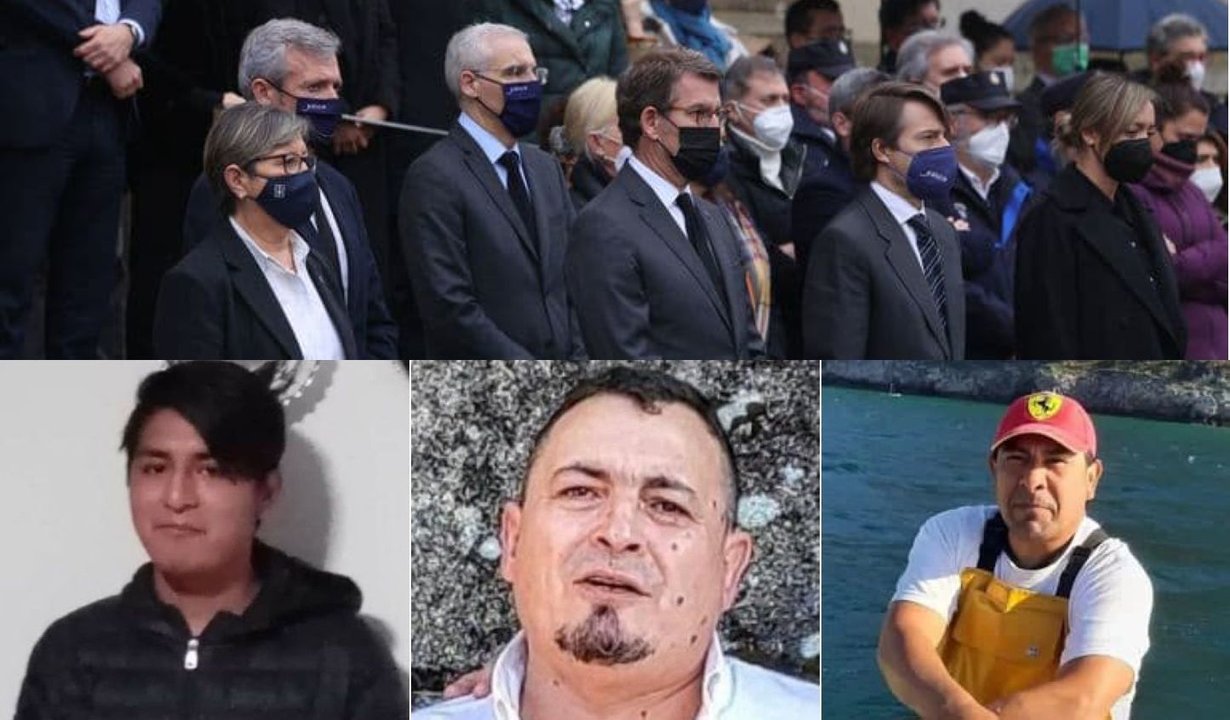 La Xunta guarda un minuto de silencio por las víctimas del naufragio del "Villa de Pitanxo" y tres de los marineros fallecidos. // Cedidas