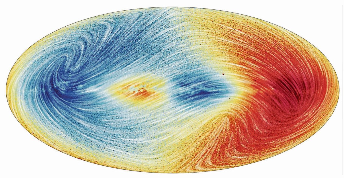 Mapa que muestra el campo de velocidad de la Vía Láctea, según Gaia.