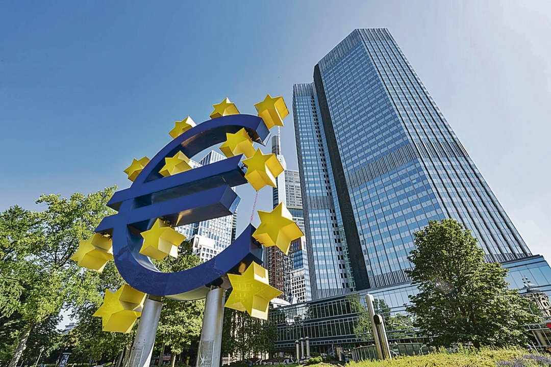 Exterior de la sede del Banco Central Europeo, en Fráncfort.