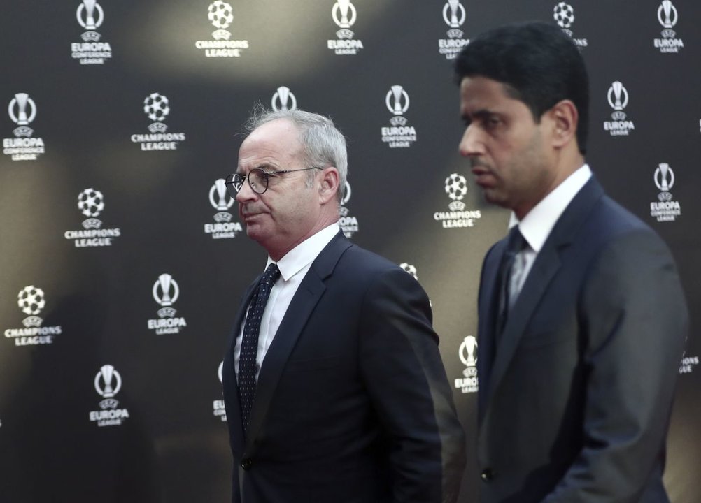 El director deportivo del Celta, Luís Campos, en la alfombra roja de la UEFA el pasado jueves.

EFE