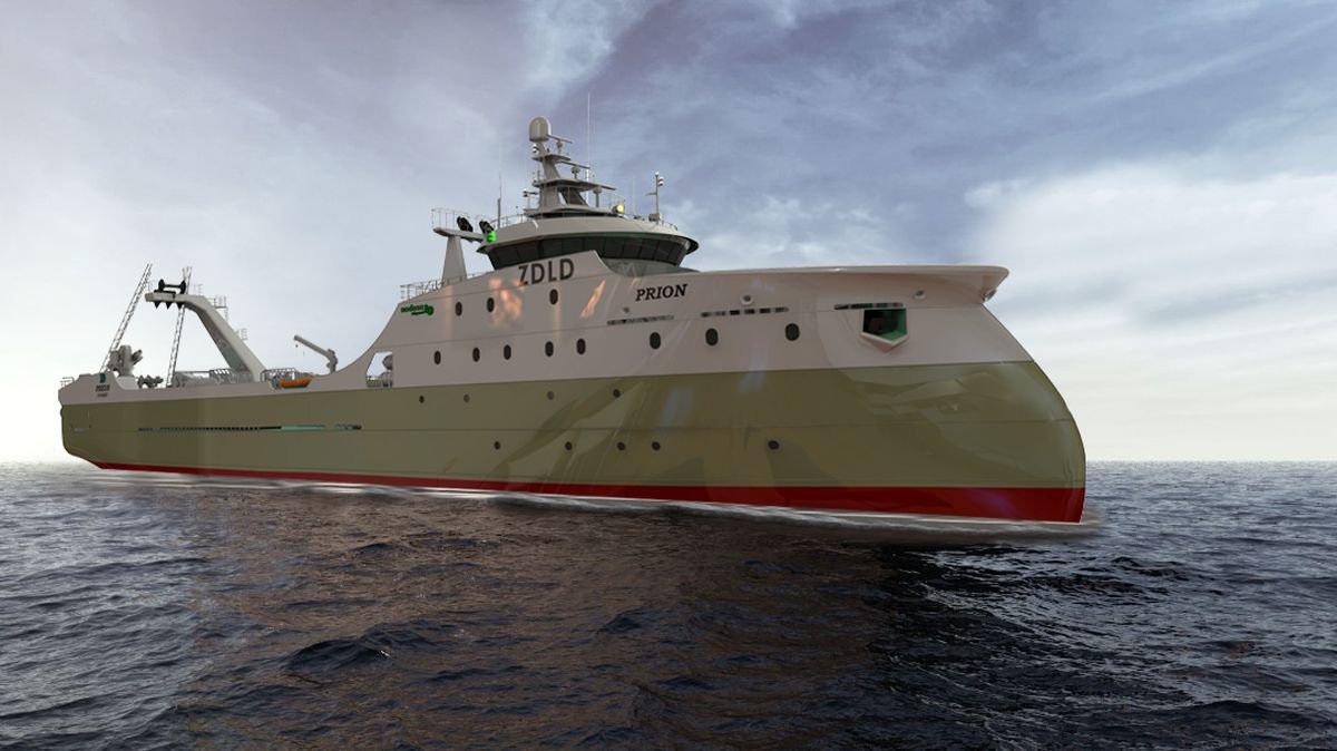 Infografía del buque de 85 metros que faenará en Malvinas. //NODOSA