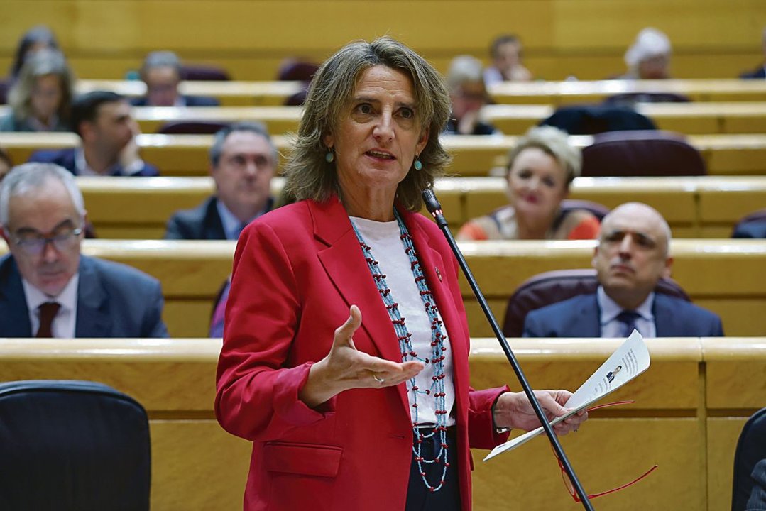 La ministra para la Transición Ecológica y el Reto Demográfico, Teresa Ribera, en el Senado.