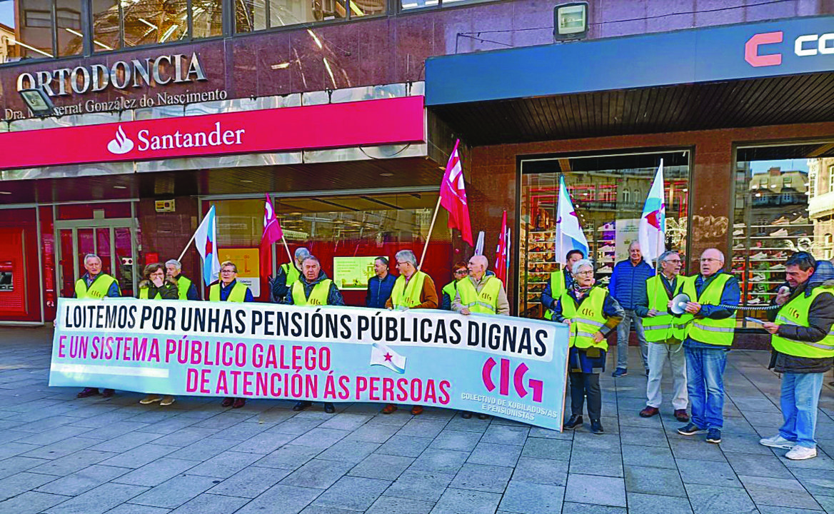 Concentración de pensionistas que hubo esta semana en Vigo.