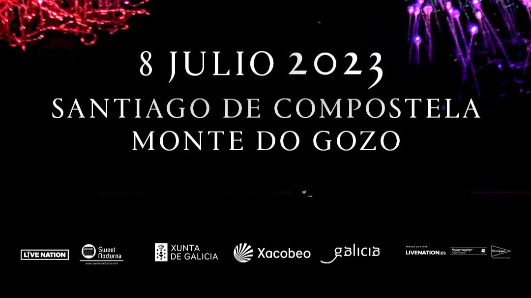 El cartel del evento del 8 de julio en el Monte do Gozo.
