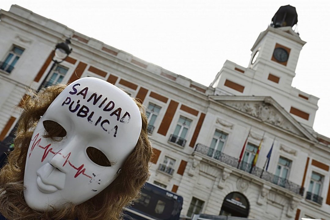 Protesta contra la situación de la sanidad pública en Madrid.