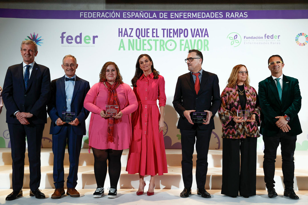 La reina Letizia preside el acto oficial por el Día Mundial de las Enfermedades Raras en Santiago. // EFE