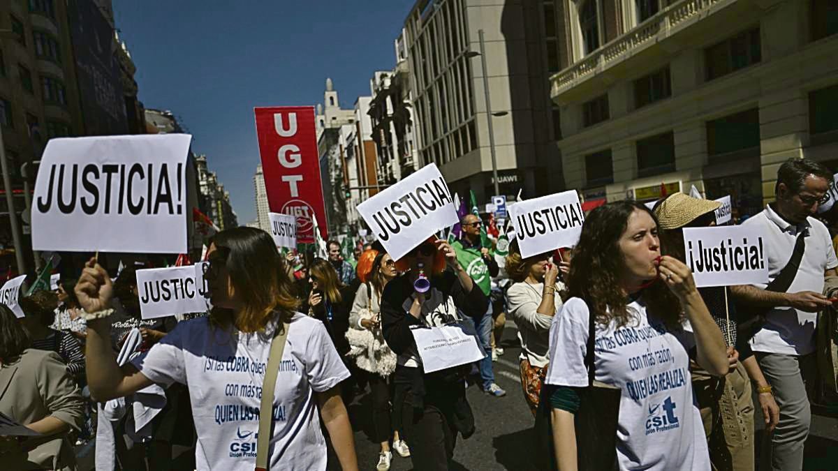 Protesta de personal de Justicia en Madrid el mes pasado.