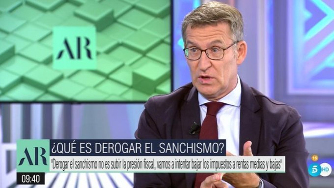 Feijóo, durante la entrevista con Ana Rosa.  // Telecinco/Mediaset