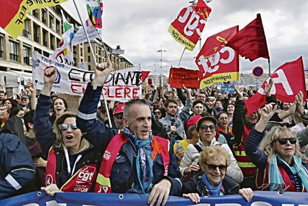 Concentraciones en Marsella en contra de la reforma de las pensiones.