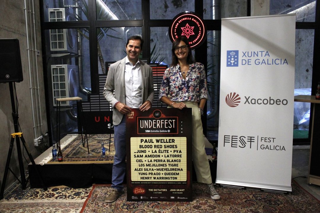 Raquel Seijo junto con Jacobo Sutil en la presentación del Underfest SON Estrella Galicia.