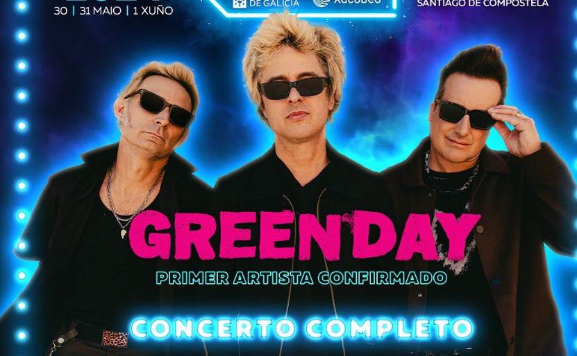 Cartel de O Son do Camiño anunciando a Green Day como cabeza de cartel. // @osondocamino