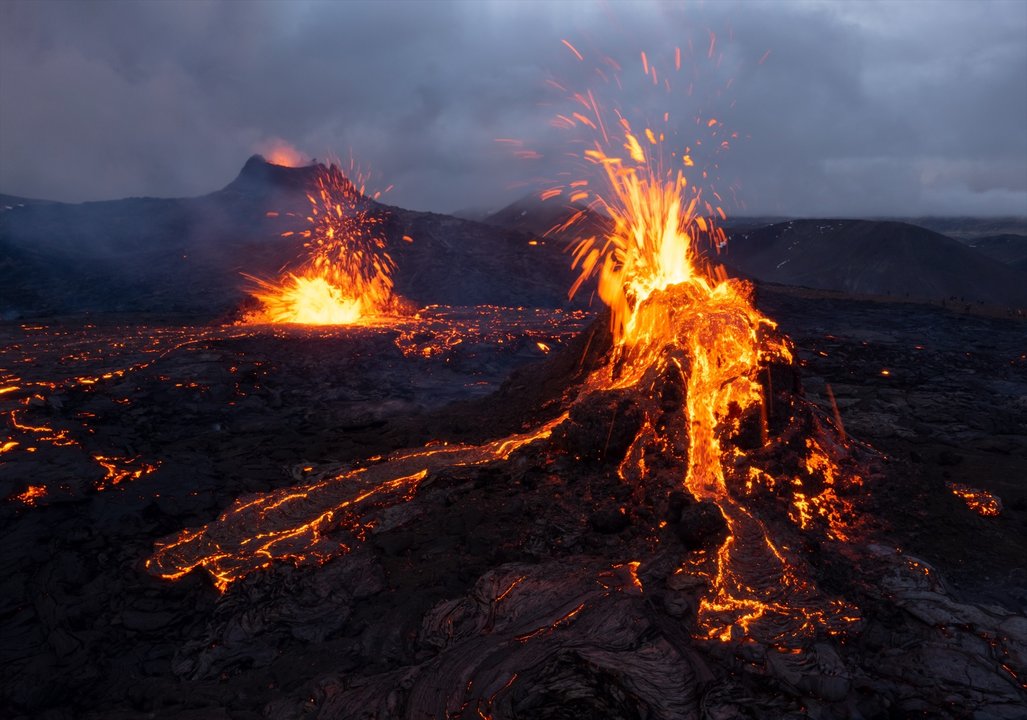 Imagen de una erupción volcánica cerca de Reykjavik en 2021. // EP