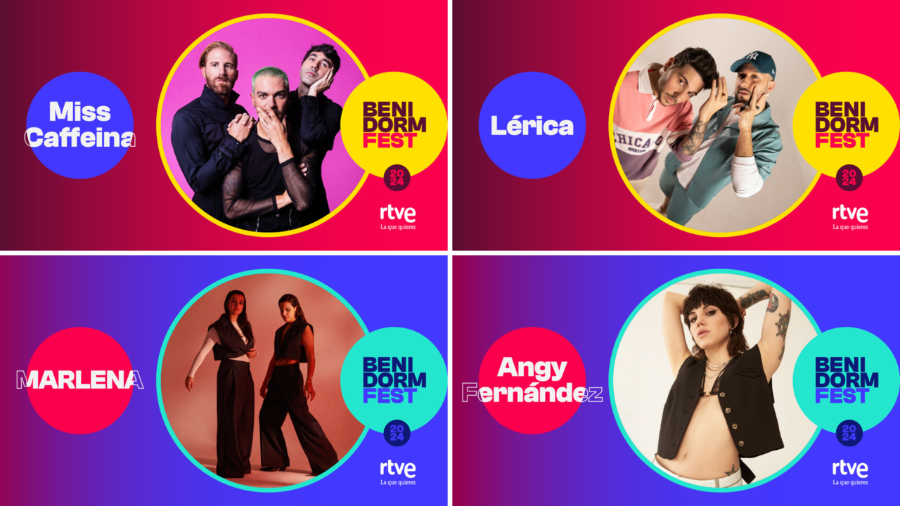Miss Caferína, Lérica, Marlena y Angy Fernández entre los participantes del Benidorm Fest 2024.