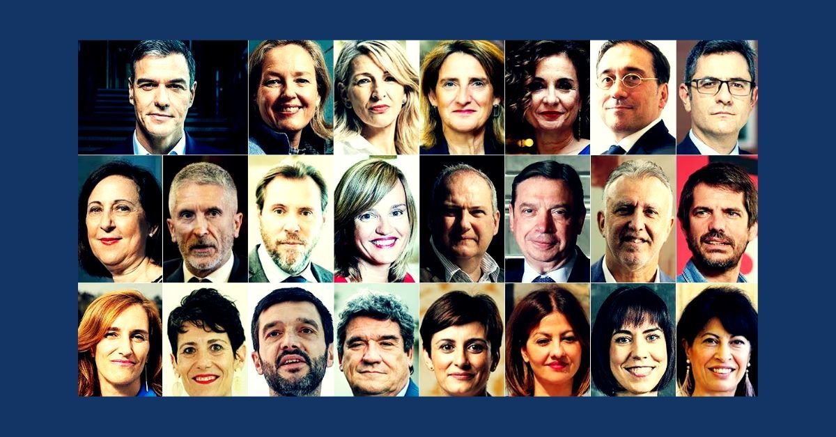 Lista de los 22 ministros del nuevo Gobierno.