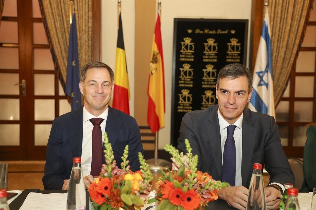 Pedro Sánchez y el primer ministro de Bélgica, en Israel. // E.P.