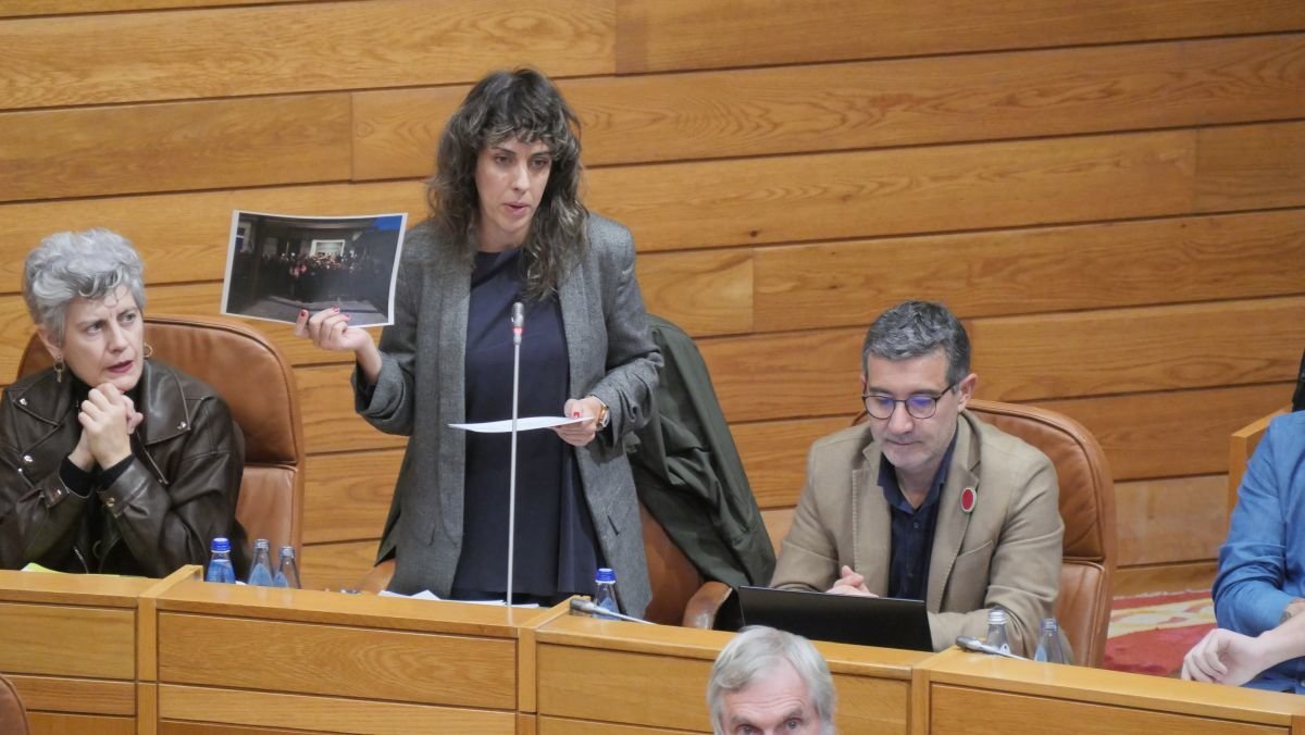 Alexandra Fernández, durante a súa intervención no Parlamento galego.