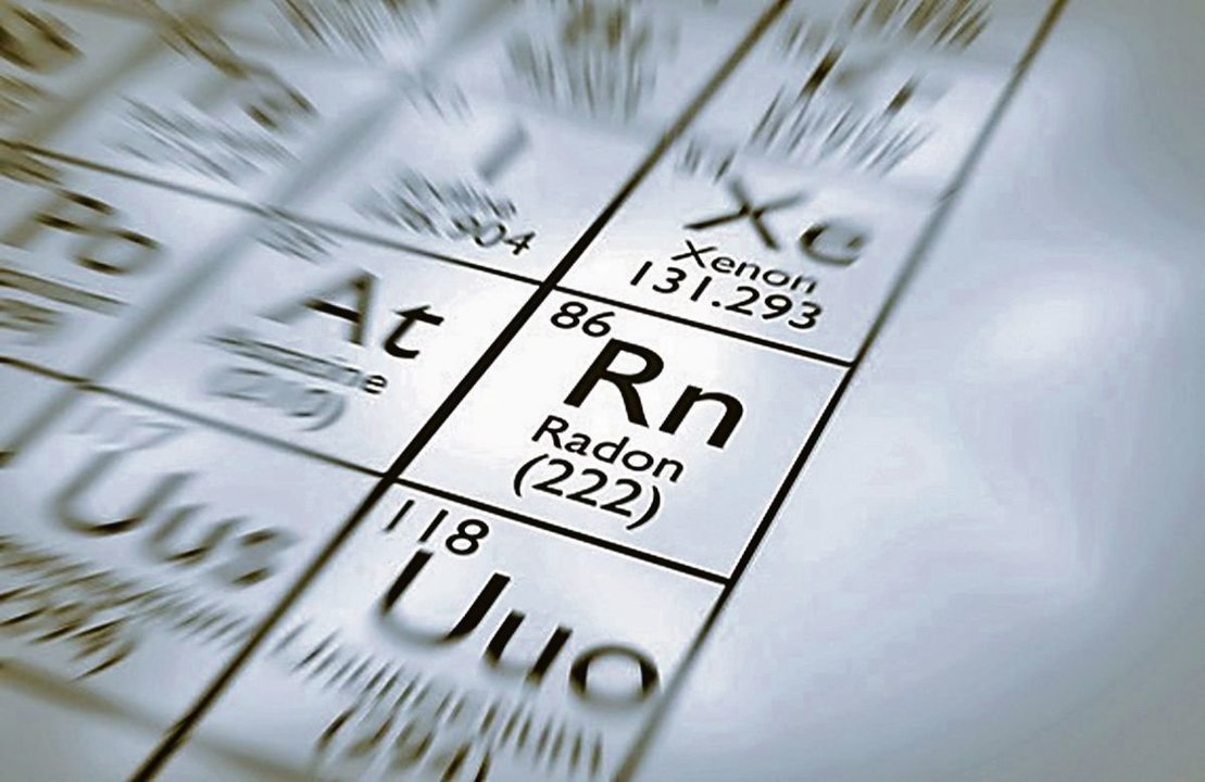 Símbolo del gas radón en la tabla de elementos periódicos.