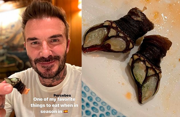 Beckham comiendo percebes en Barcelona. // Instagram