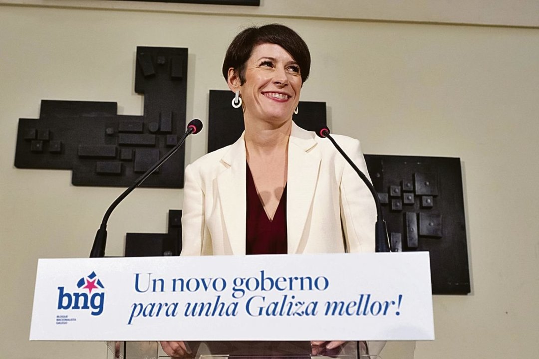 La candidata del BNG a la Presidencia de la Xunta, Ana Pontón, en el Hotel del Carmen.