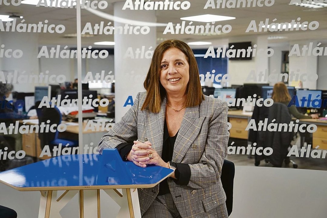 Teresa Martínez en el set de Atlántico TV.