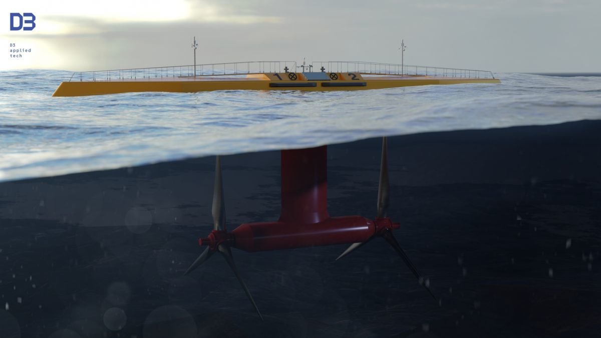 Diseño de la plataforma ATIR 2.0, con su sala de máquinas ubicada a 15 metros bajo el nivel del mar.