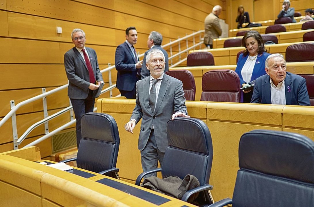 El ministro de Interior, Fernando Grande-Marlaska, durante una sesión de control al Gobierno.