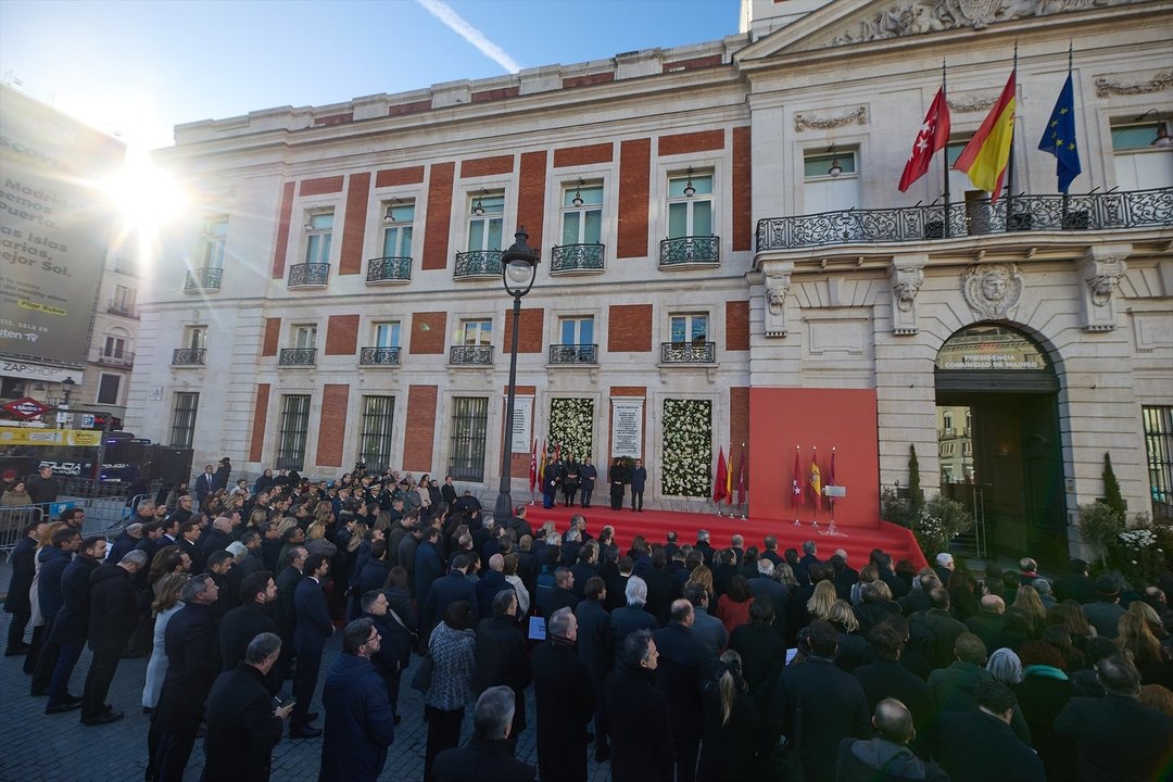 Vista general del acto en Memoria de las víctimas de los atentados del 11-M, en la Real Casa de Correos, a 11 de marzo de 2024, en Madrid. // EP