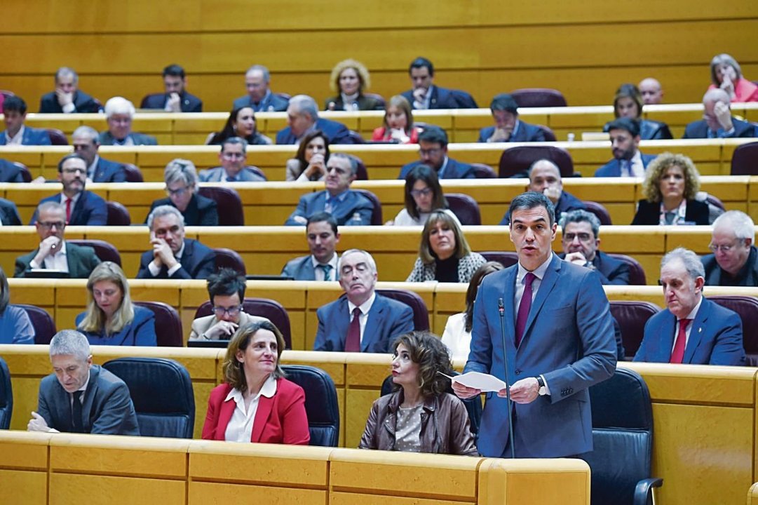 Pedro Sánchez, ayer en la sesión del Senado.