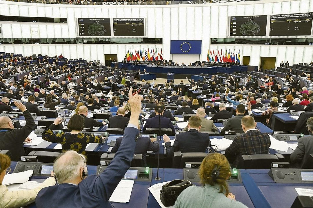 Sesión de votación en el pleno del Parlamento Europeo en Estrasburgo, Francia.