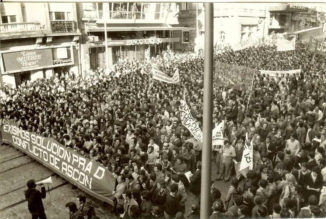 Manifestación obrera en los años 80.