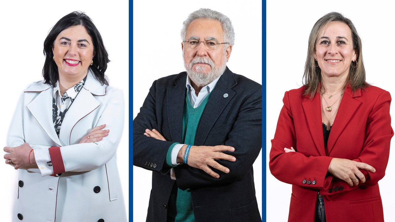 Elena Candia, Miguel Santalices y Ethel Vázquez, diputados del PPdeG propuestos para la Mesa del Parlamento. // EP