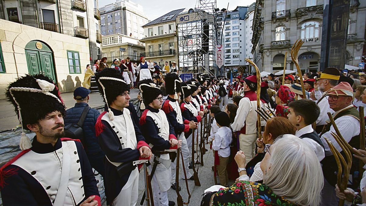 Representación de la expulsión de las tropas francesas de Vigo en el día grande de la Reconquista.