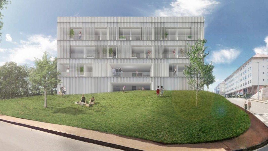 Así será el nuevo edificio de 20  viviendas de promoción pública, que la Xunta construirá  y financiará en Mos.