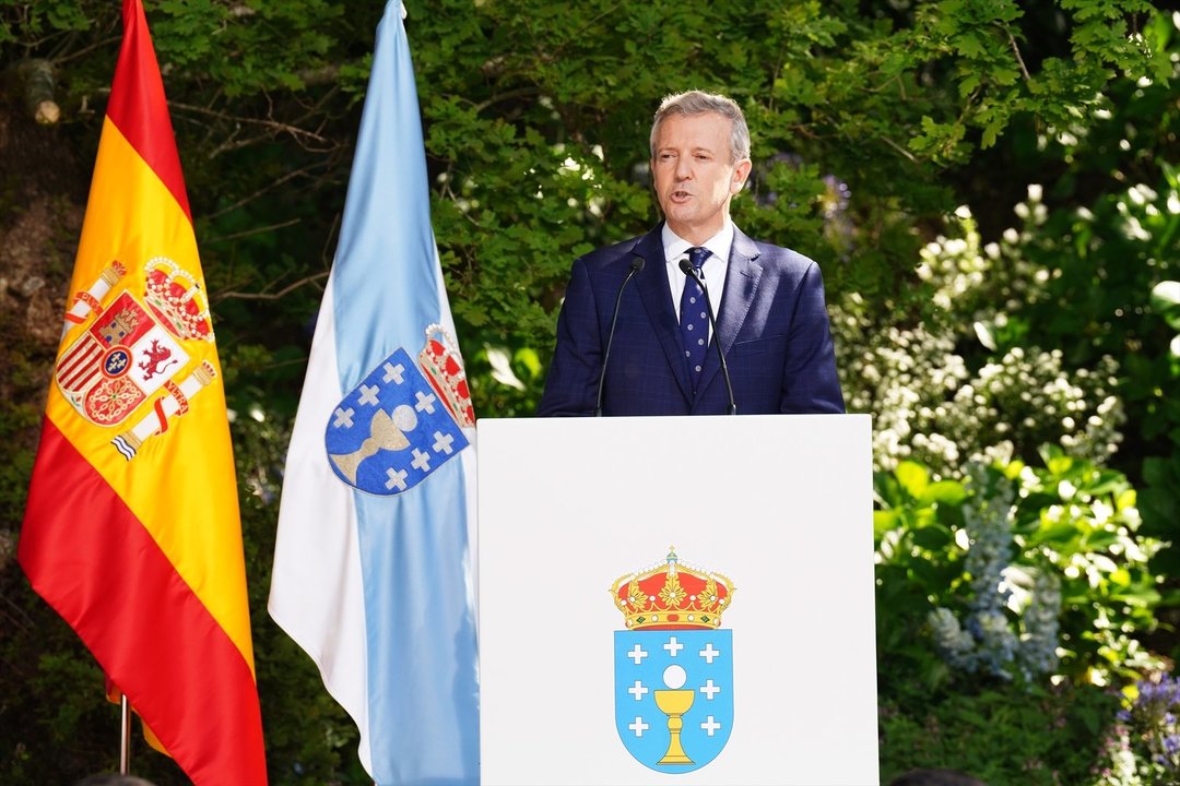 Alfonso Rueda pronunciando el discurso en su toma de posesión como presidente de la Xunta. // Europa Press