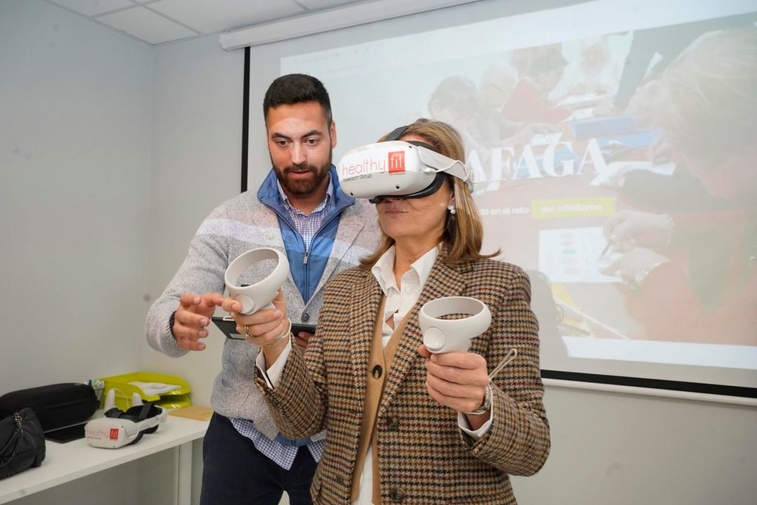 Prueba de realidad virtual inmersiva aplicada a la fisioterapia.