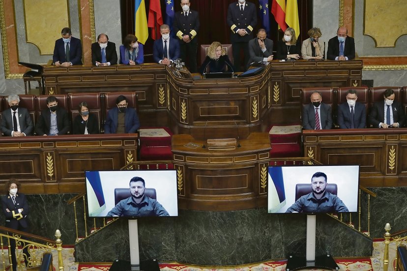 Intervención por videoconferencia del presidente de Ucrania Zelensky en el Congreso.