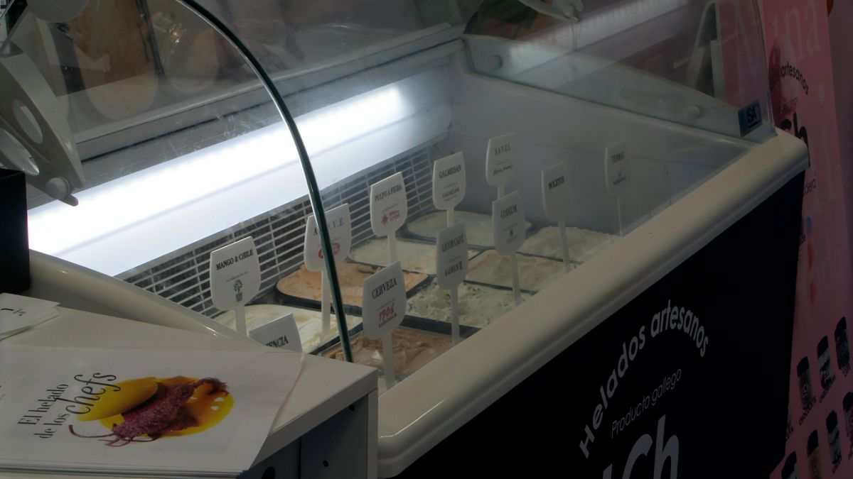 Una muestra de los helados del stand.